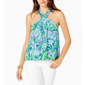 EUC Lilly Pulitzer Rori Halter Top in ‘Purple Iris On The Chase’ - Size M